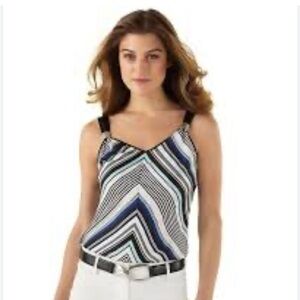 WHBM Striped Shell Top Sz S EUC